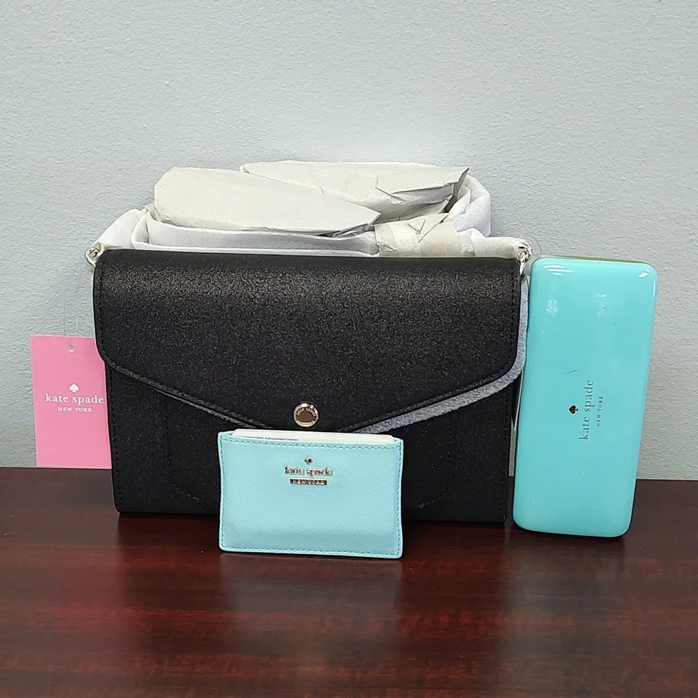 Kate Spade Black Tinsel Flap Crossbody